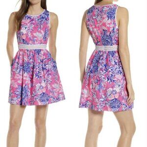 Lilly Pulitzer Alivia Pink Tropics Sun Drenched Paisley Cut Out Sleeveless Dress